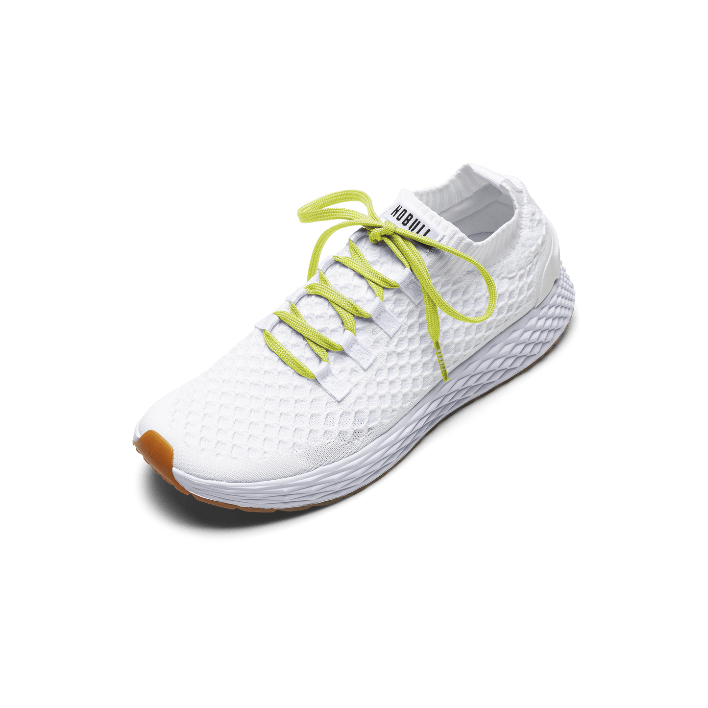 White Allday Knit Shoe with Zest Shoelaces.