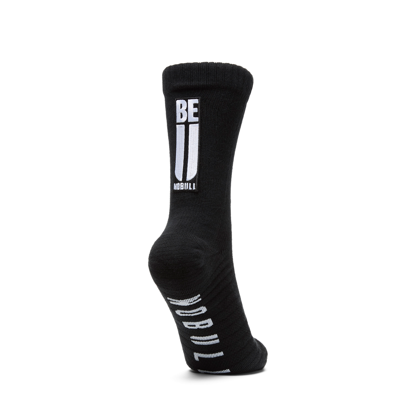 Black Be U Crew Sock Back Silhouette Angle.
