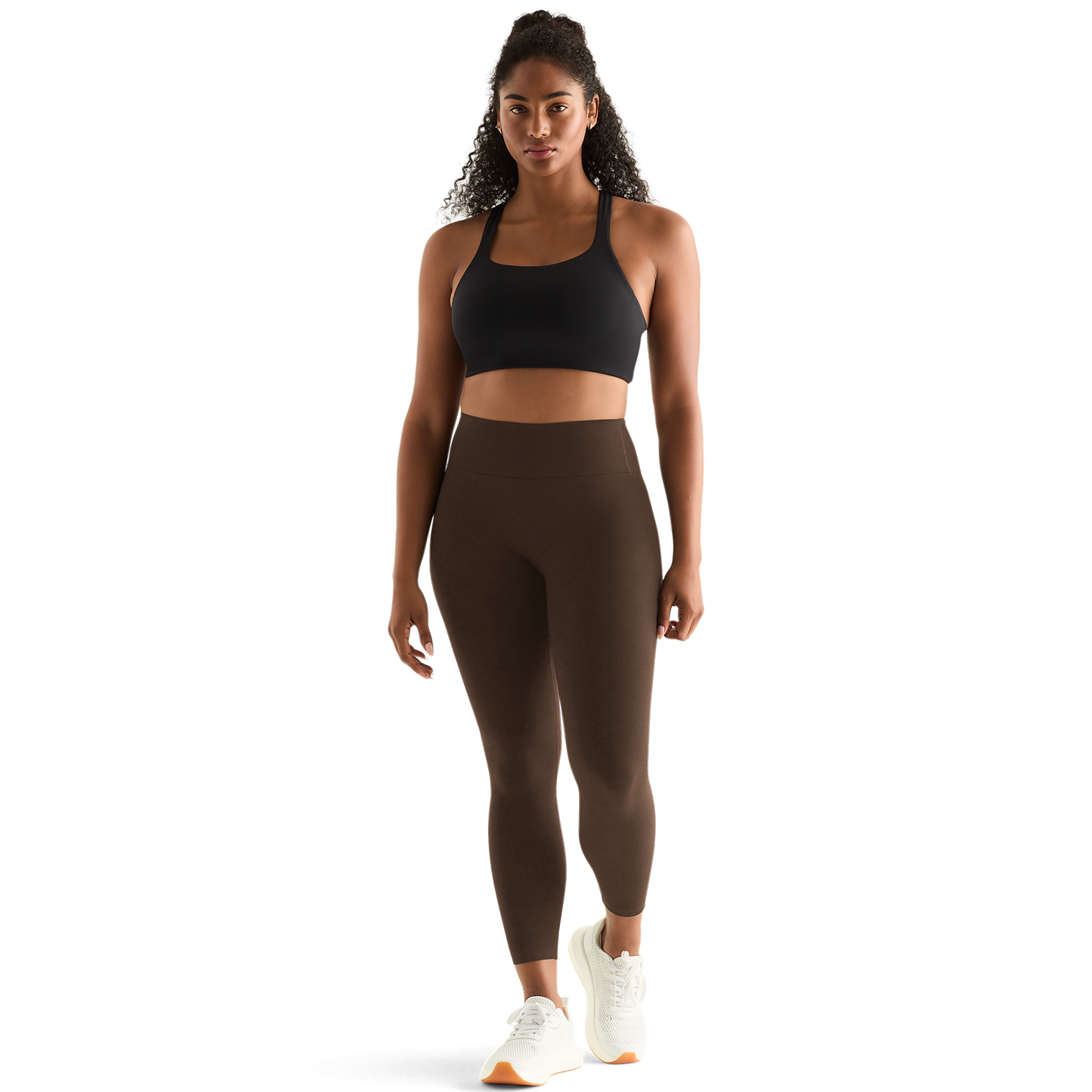Chocolate Women's High-Rise Matte Tight 25" Front Angle.