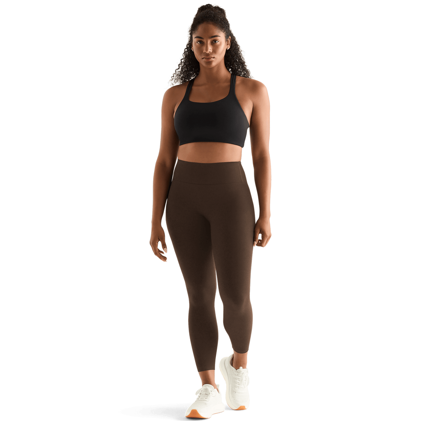 Chocolate Women's High-Rise Matte Tight 25" Front Angle.