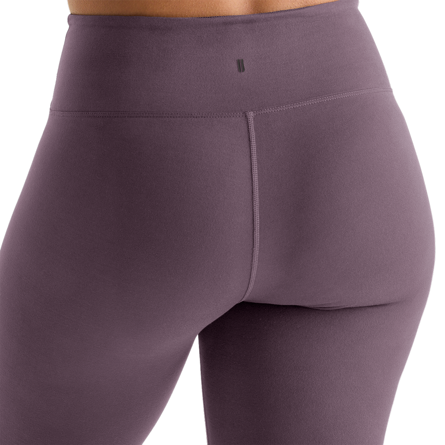 Black Plum Women's High-Rise Matte Tight 25" Back Detail Angle.