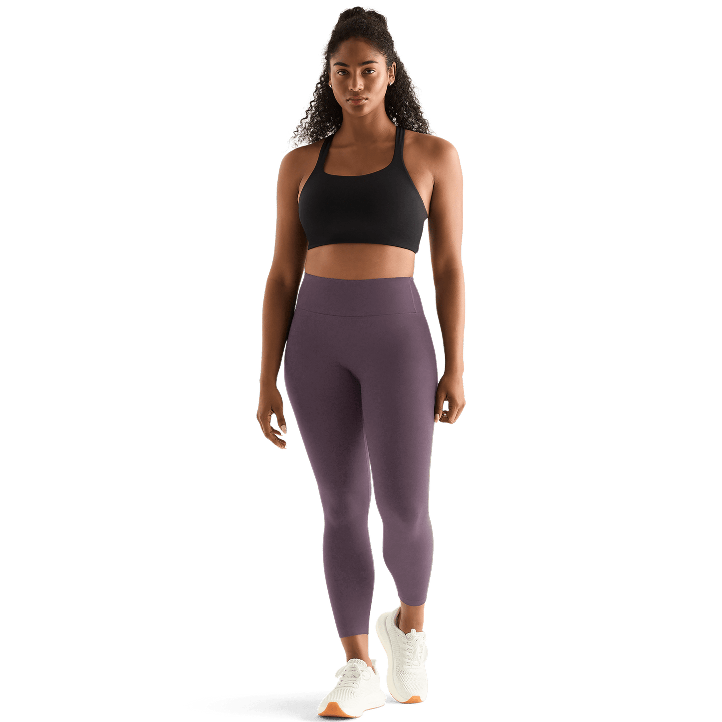 Black Plum Women's High-Rise Matte Tight 25" Front Angle.