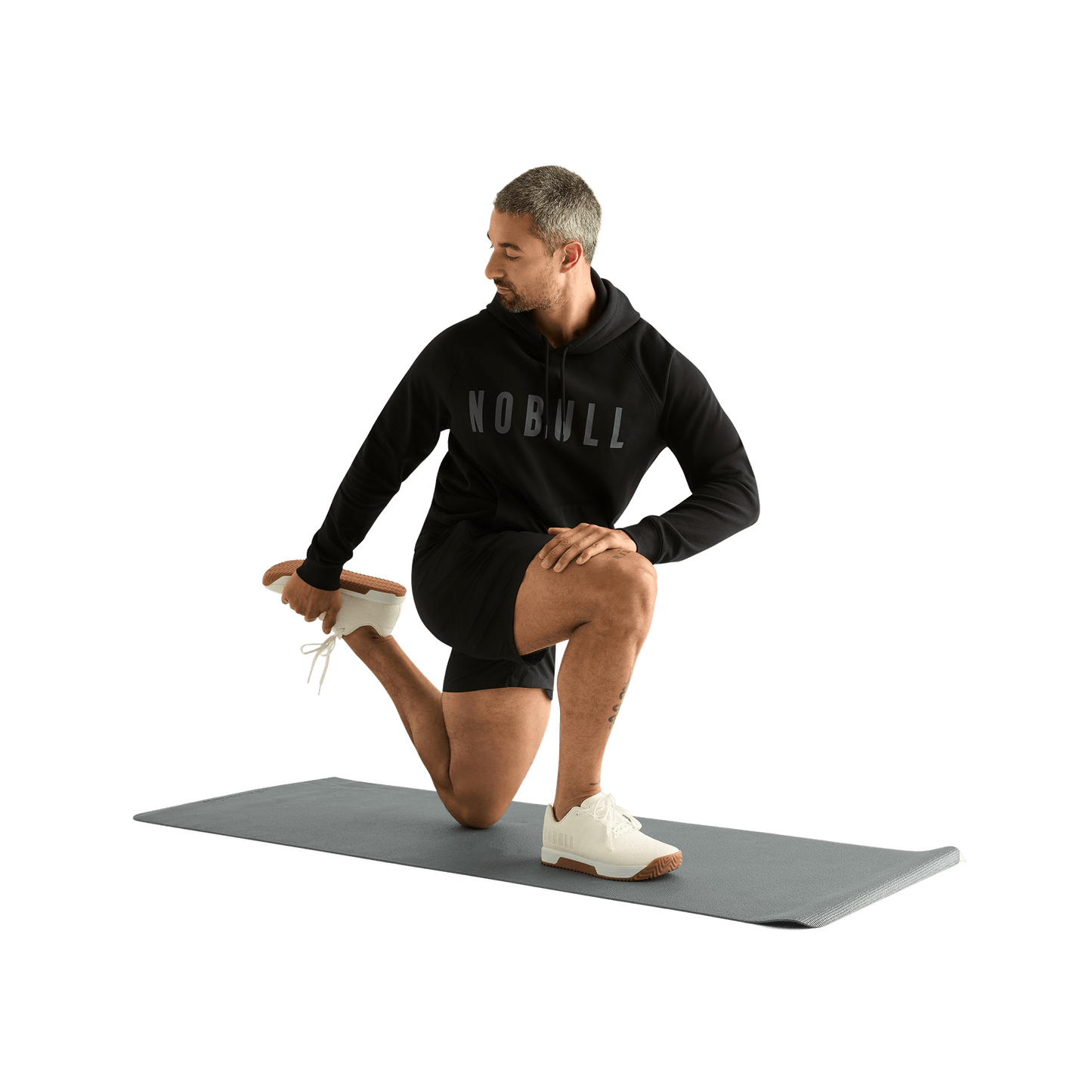 Men's Black NOBULL Hoodie Action Shot Angle.