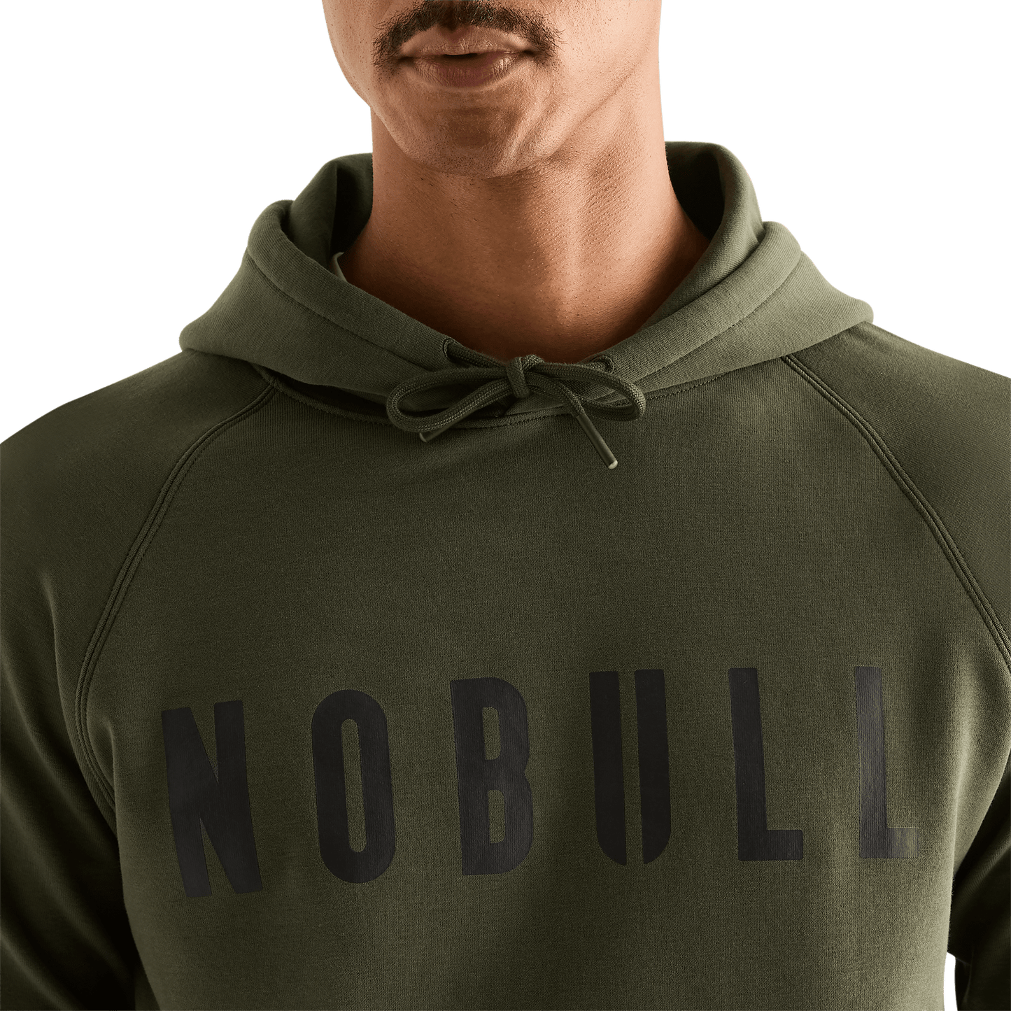 Men's Dark Army NOBULL Hoodie Front Detail Angle.