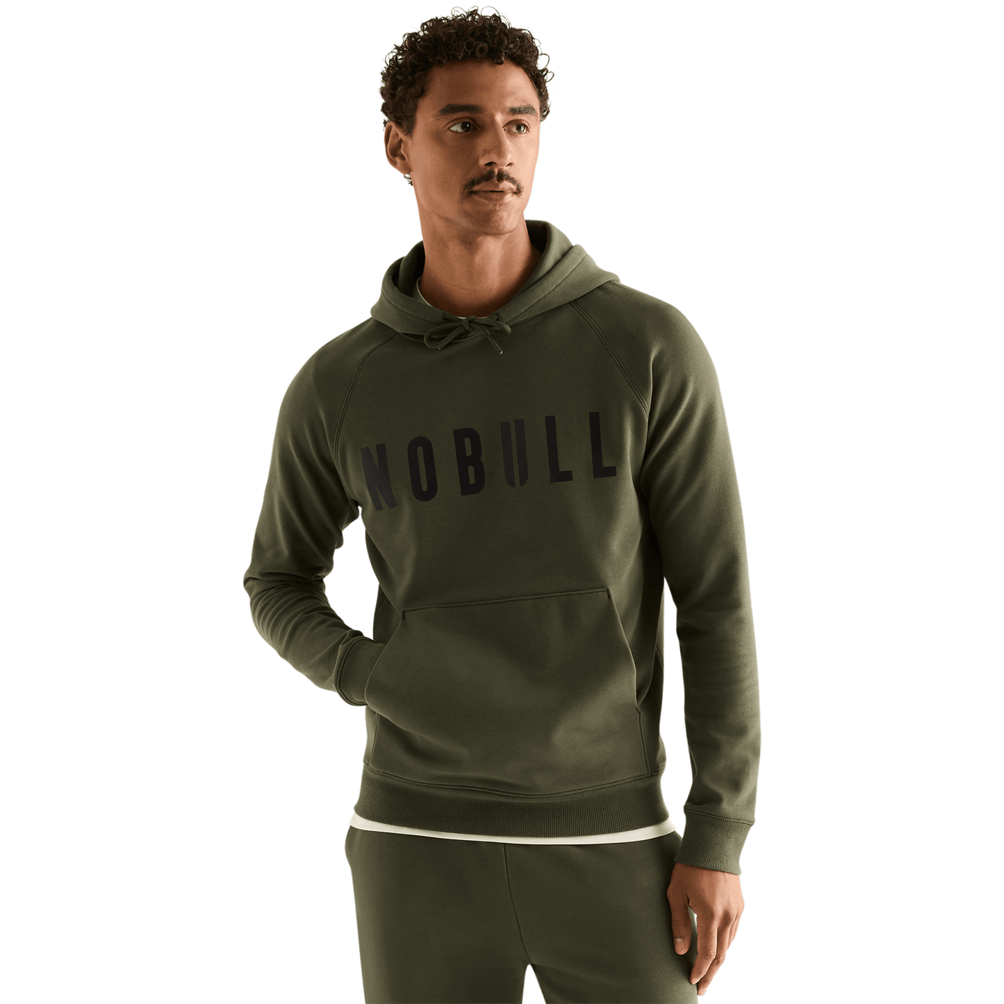 Men's Dark Army NOBULL Hoodie Front Angle.