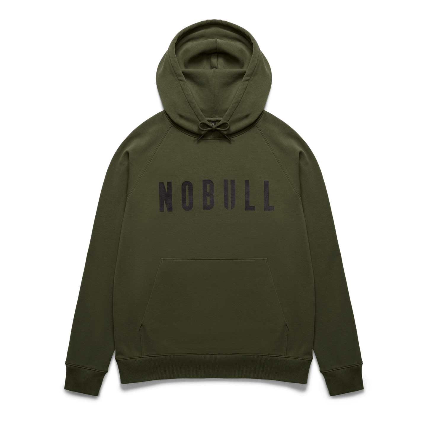 Men's Dark Army NOBULL Hoodie Flat Lay Angle.