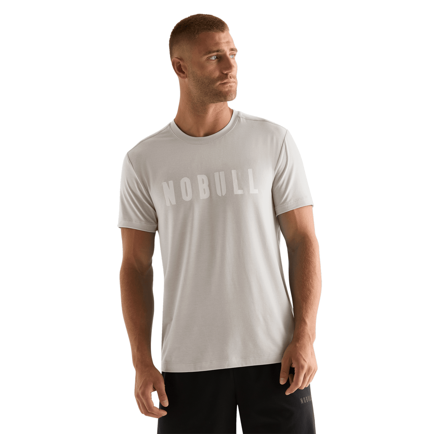 Oatmeal Men's NOBULL Tee Front Angle.