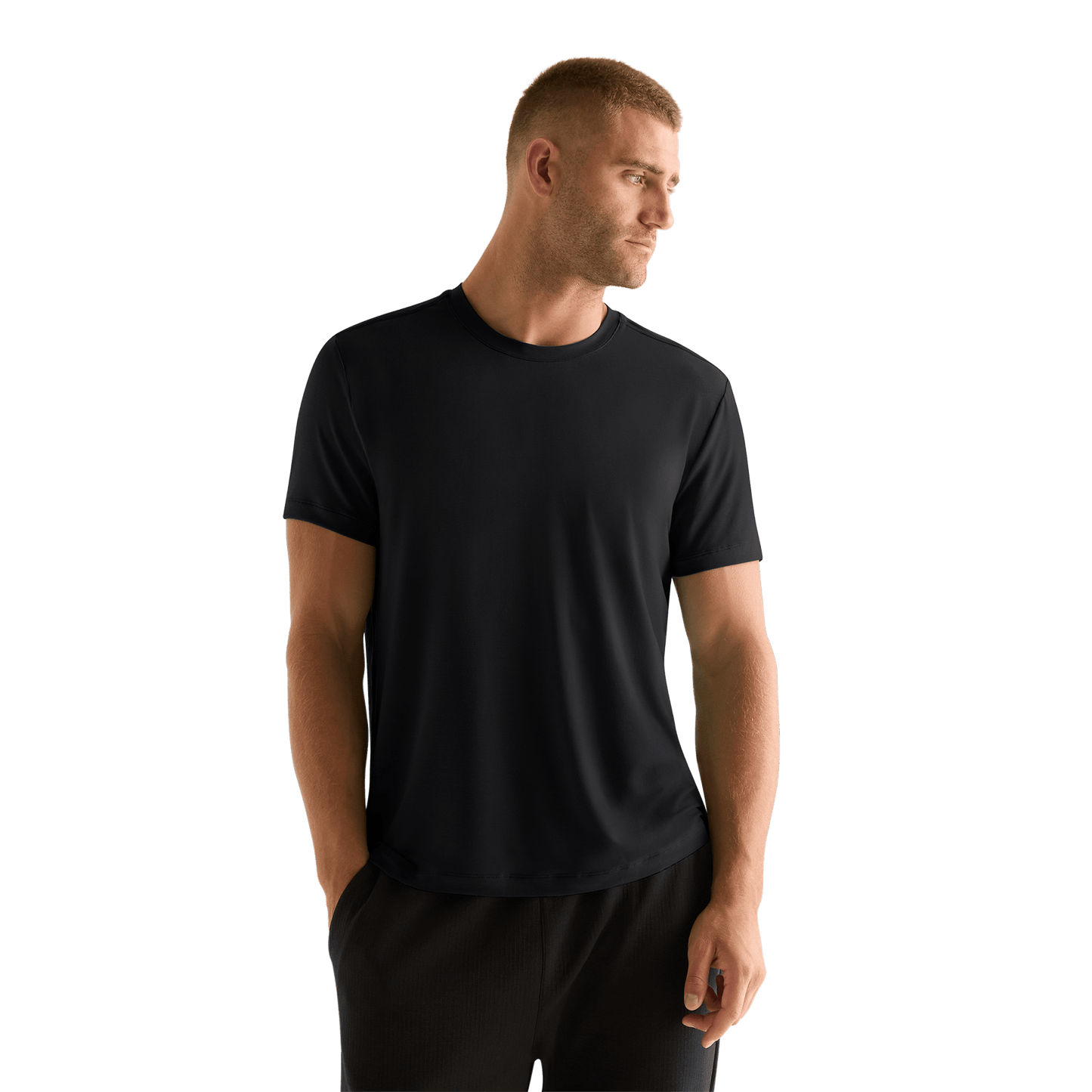 Black Men's Tee Front Angle.