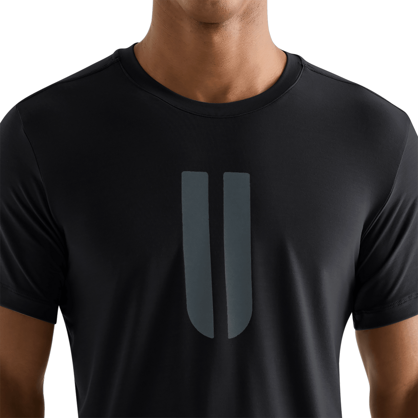 Black Men's U Tee Detail Angle.