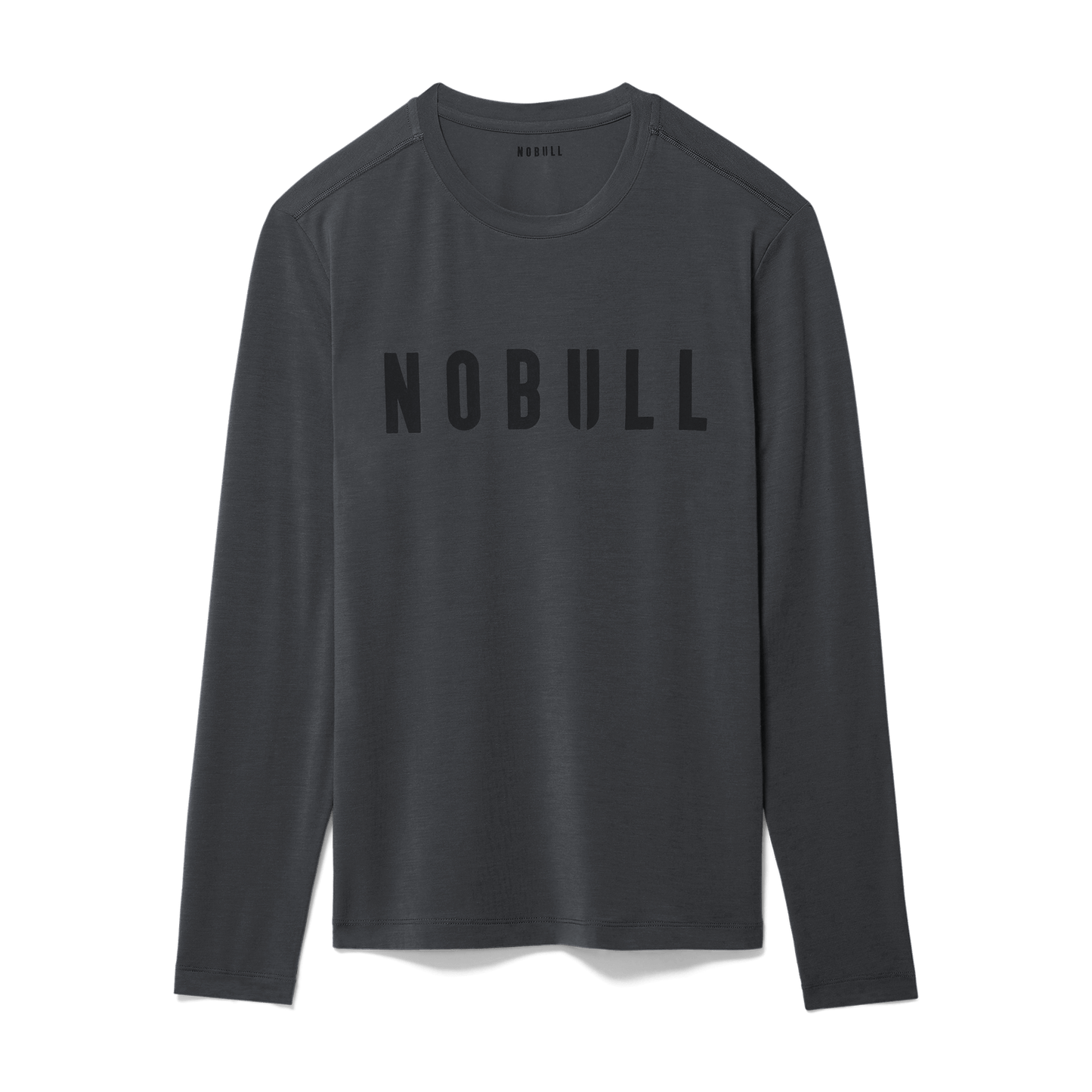 Charcoal Heather Men's NOBULL Long Sleeve Tee Silhouette Angle.