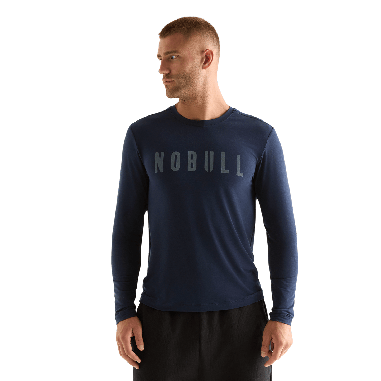 Night Navy Men's NOBULL Long Sleeve Tee Front Angle.