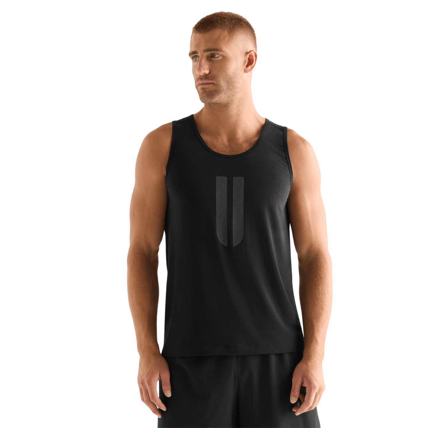 Black Men's U Tank Front Angle.
