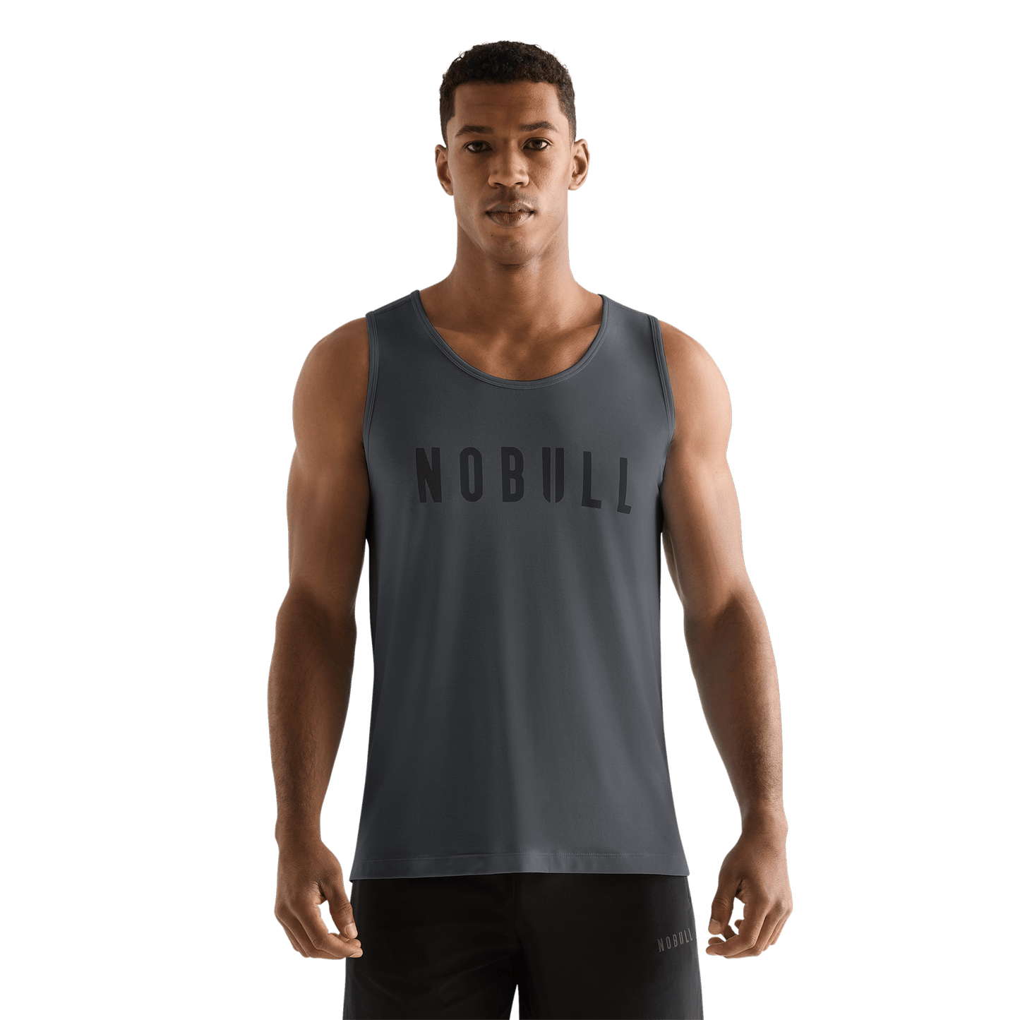 Charcoal Heather Men's NOBULL Tank Front Angle.