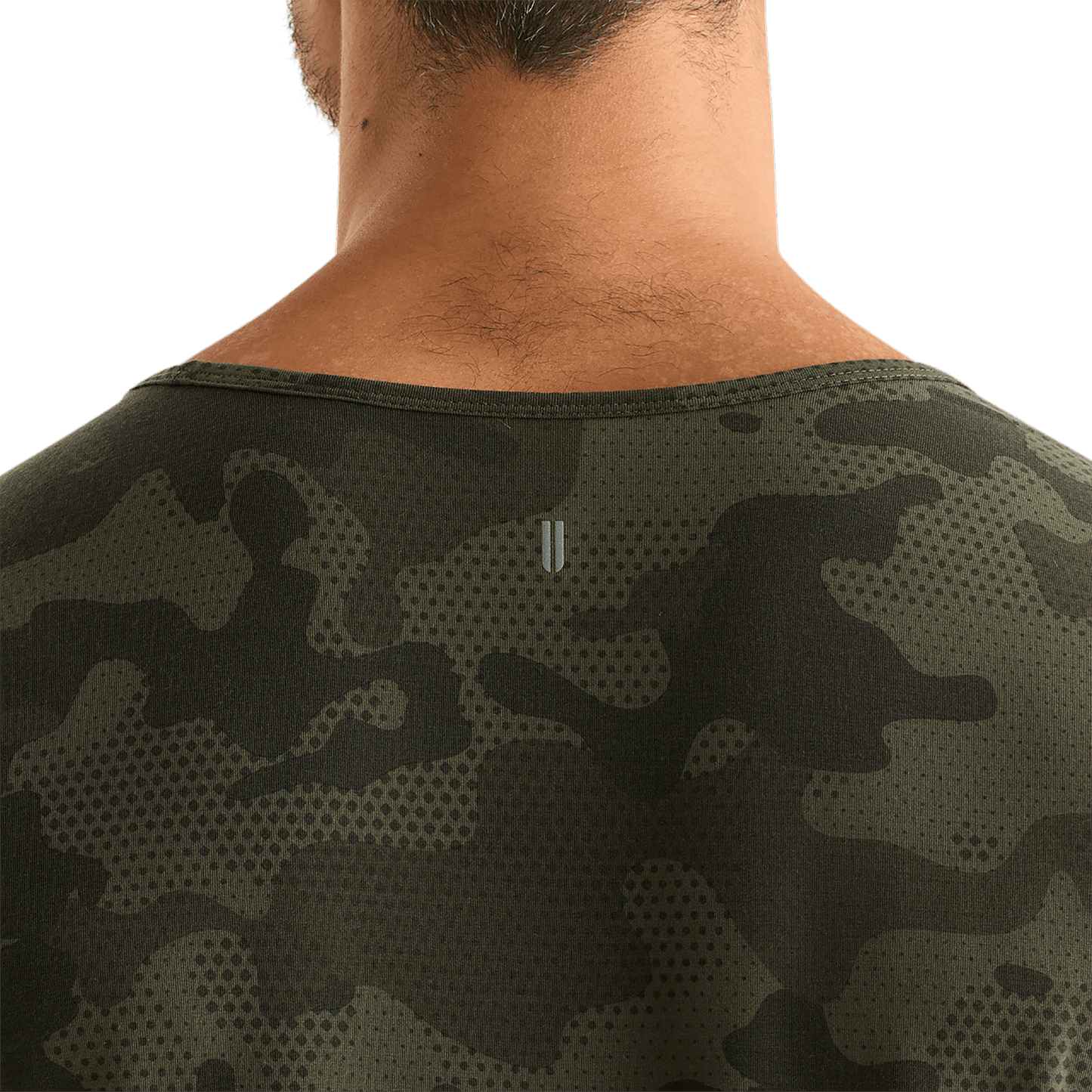 Dark Army Camo Men's NOBULL Tank Back Detail Angle.