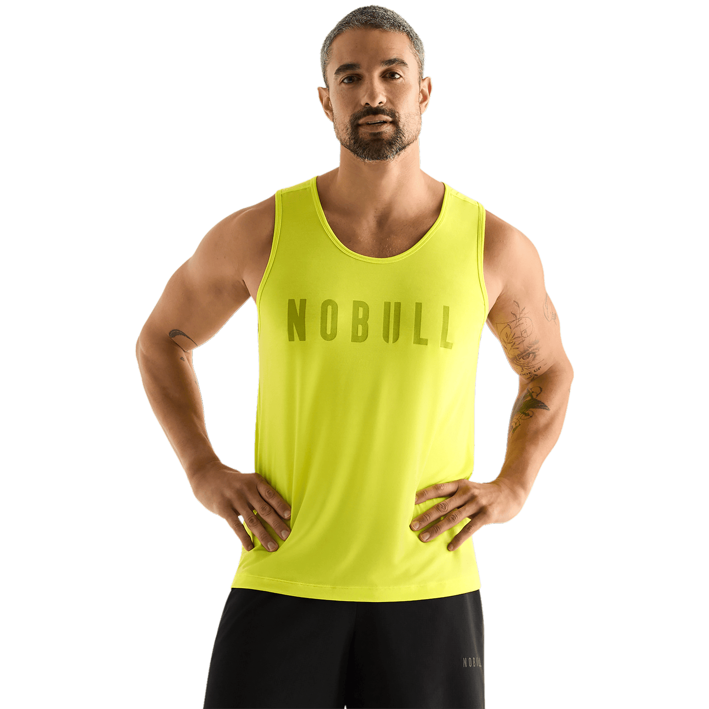 Neon Yellow Men's NOBULL Tank Front Angle.