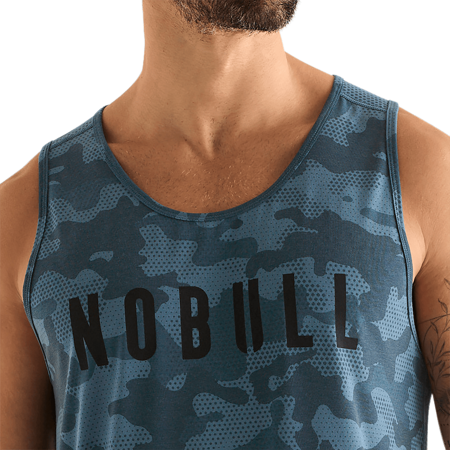 Coastal Blue Camo Men's Tank Front Detail Angle.