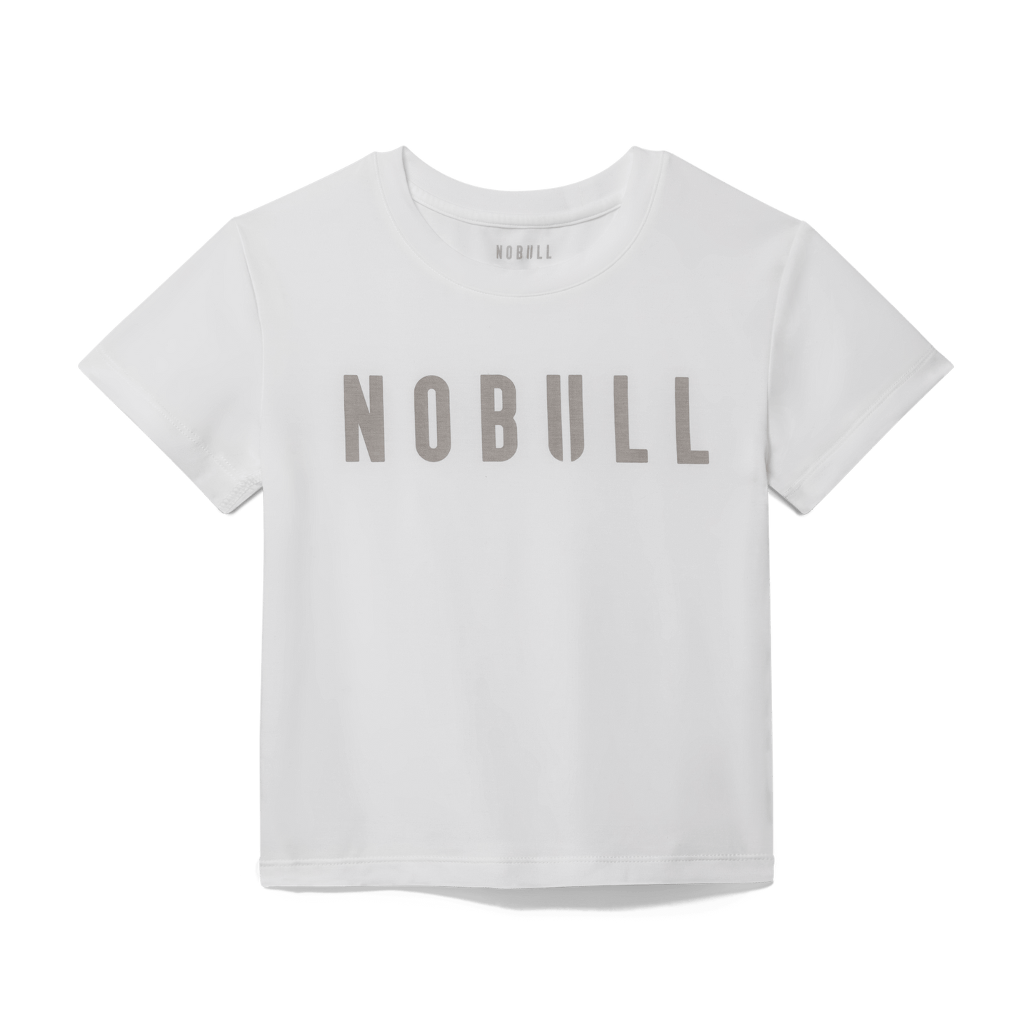 White Women's NOBULL Fitted Tee Silhouette Angle.