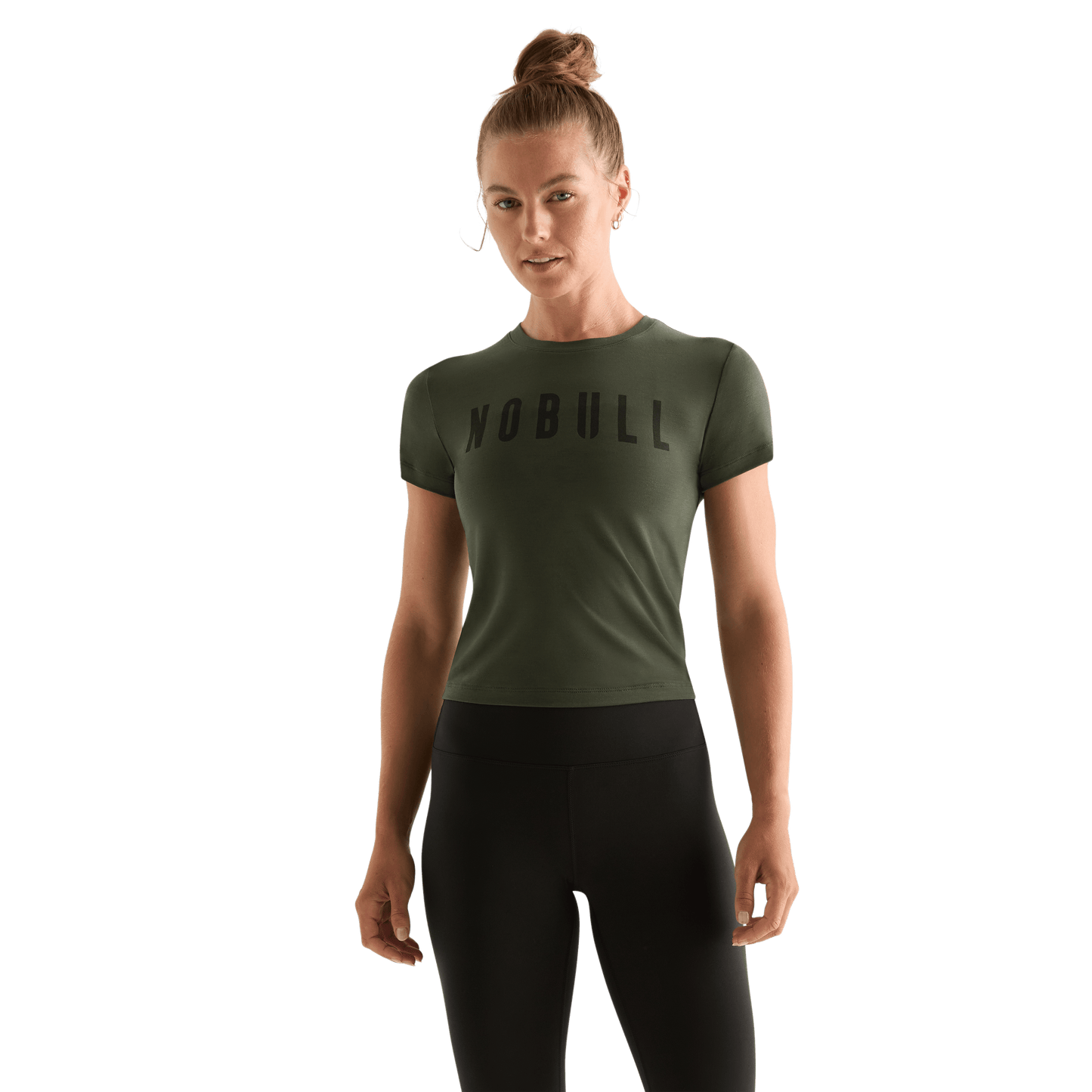 Dark Army Women's NOBULL Fitted Tee Front Angle.