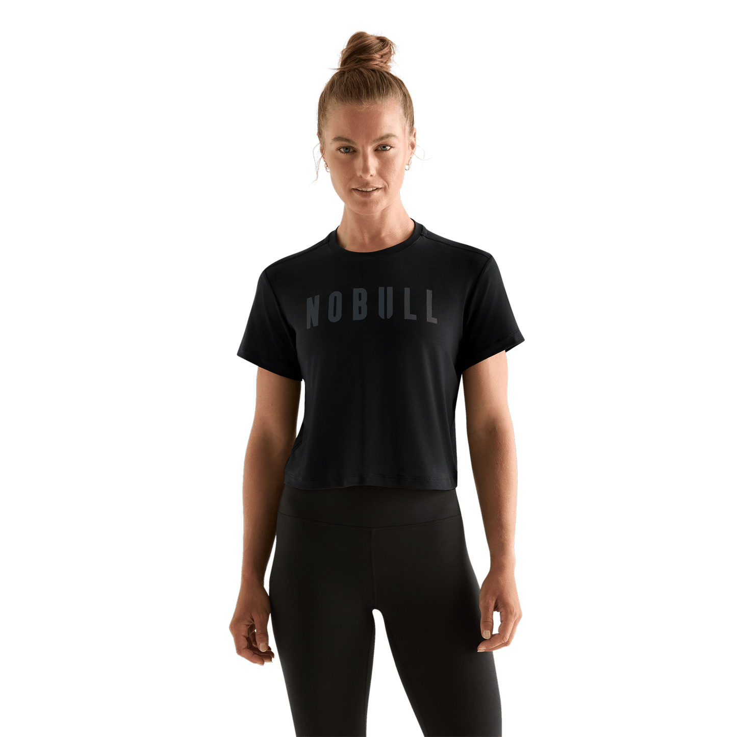 Black Women's NOBULL Boxy Tee Front Angle.