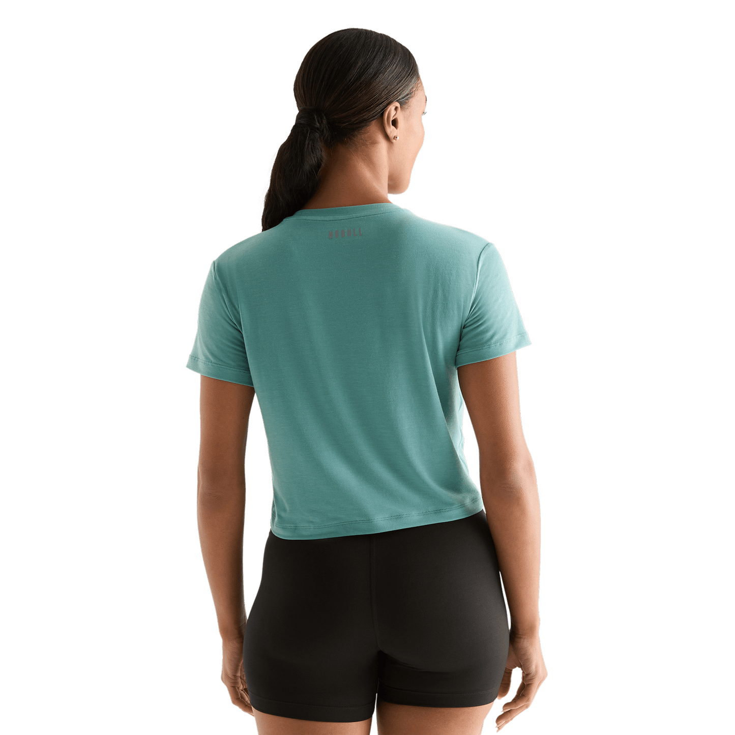 Oil Blue Women's Unbranded Boxy Tee Back Angle.