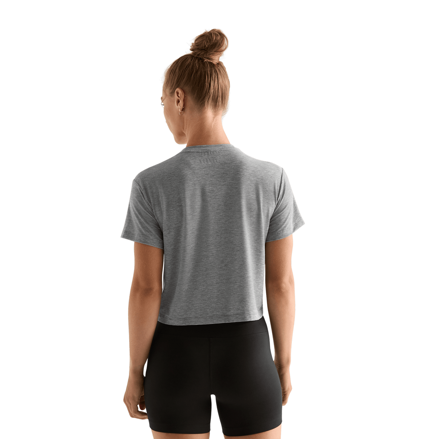 Heather Gray Women's Boxy Tee Back Angle.
