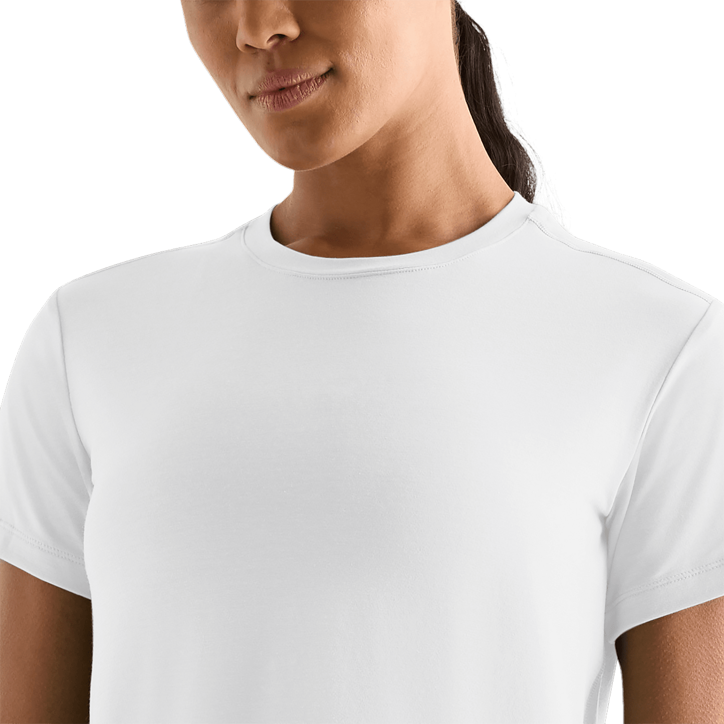 White Women's Boxy Tee Detail Angle.