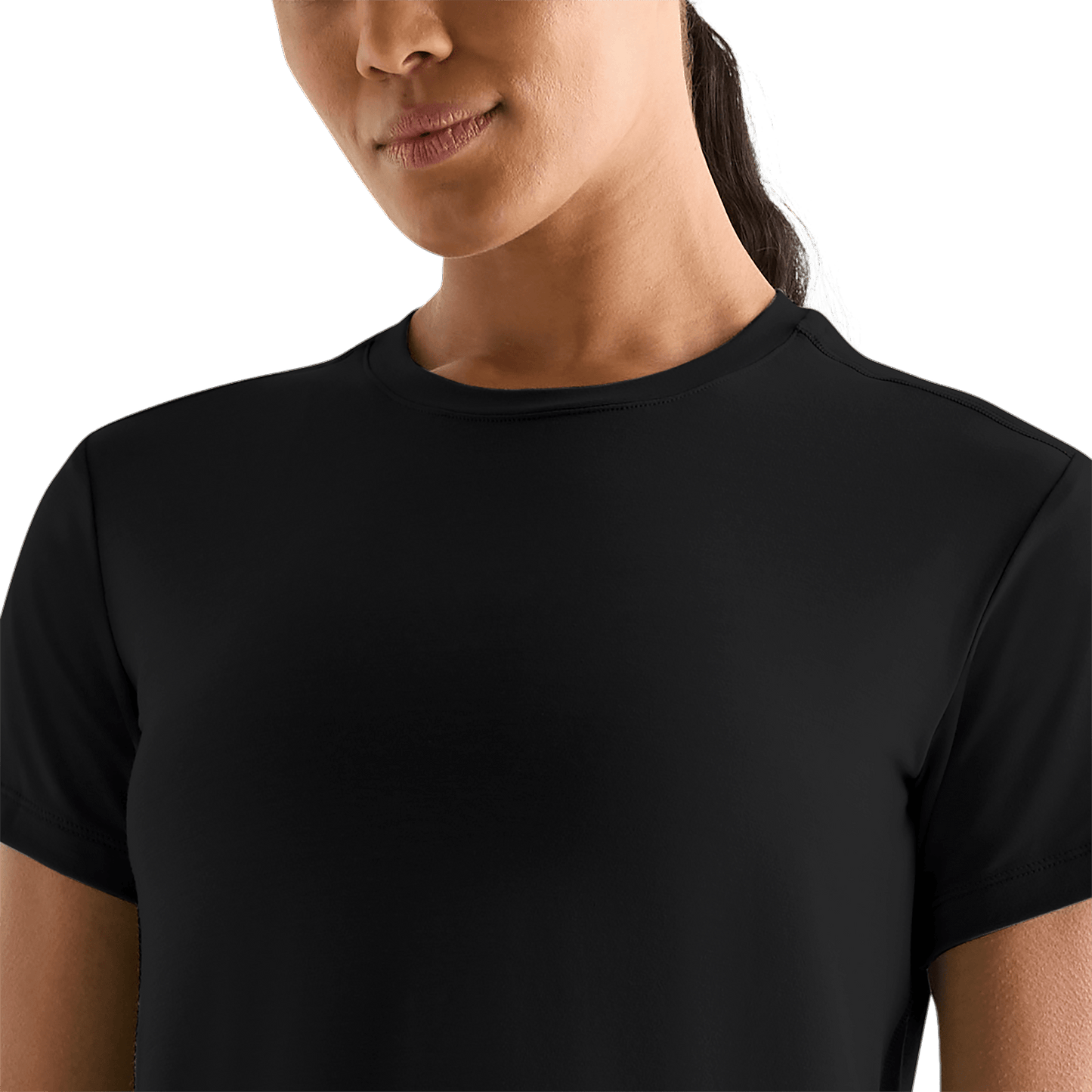 Black Women's Boxy Tee Detail Angle.