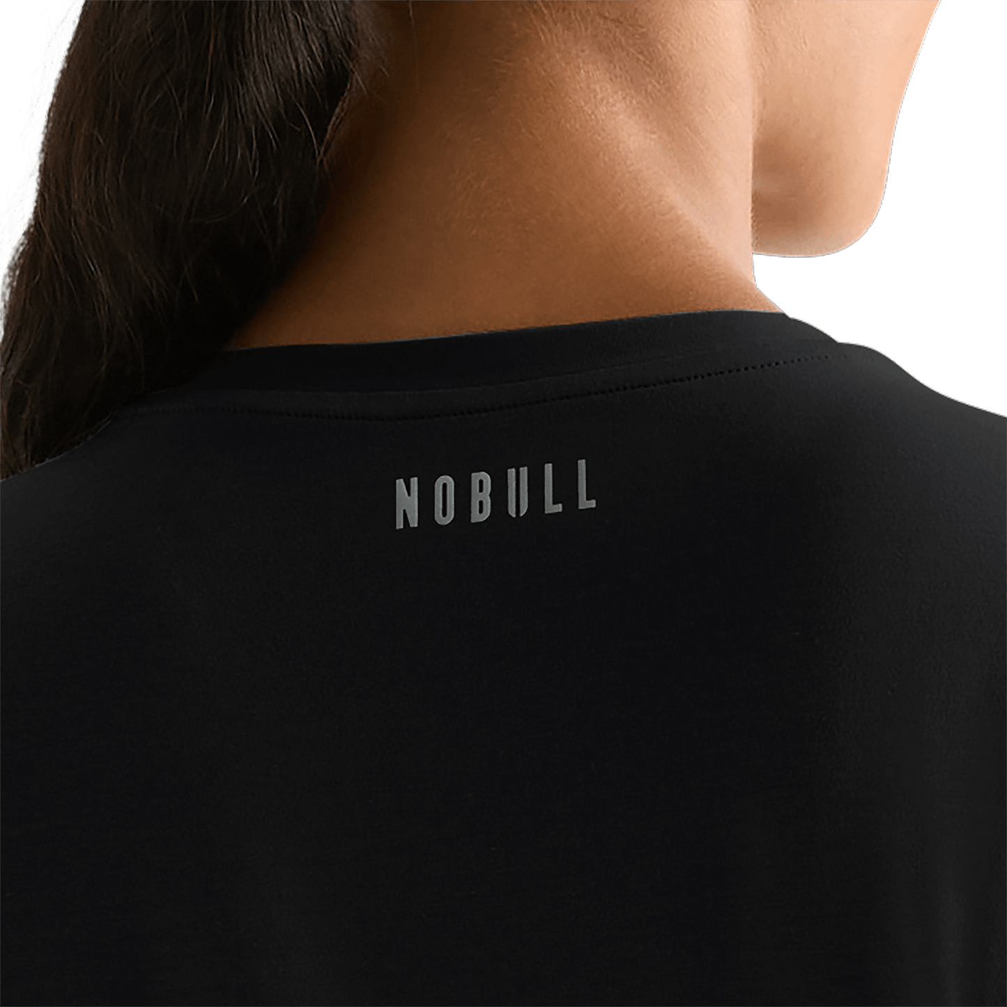 Black Women's Boxy Tee NOBULL Logo Angle.