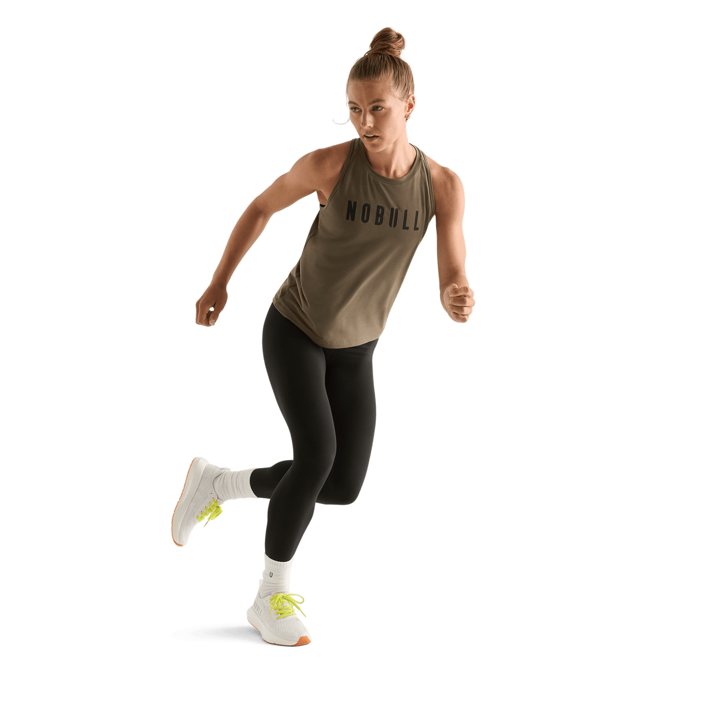 Dark Fallen Rock Women's NOBULL High-Neck Tank Action Shot Angle.