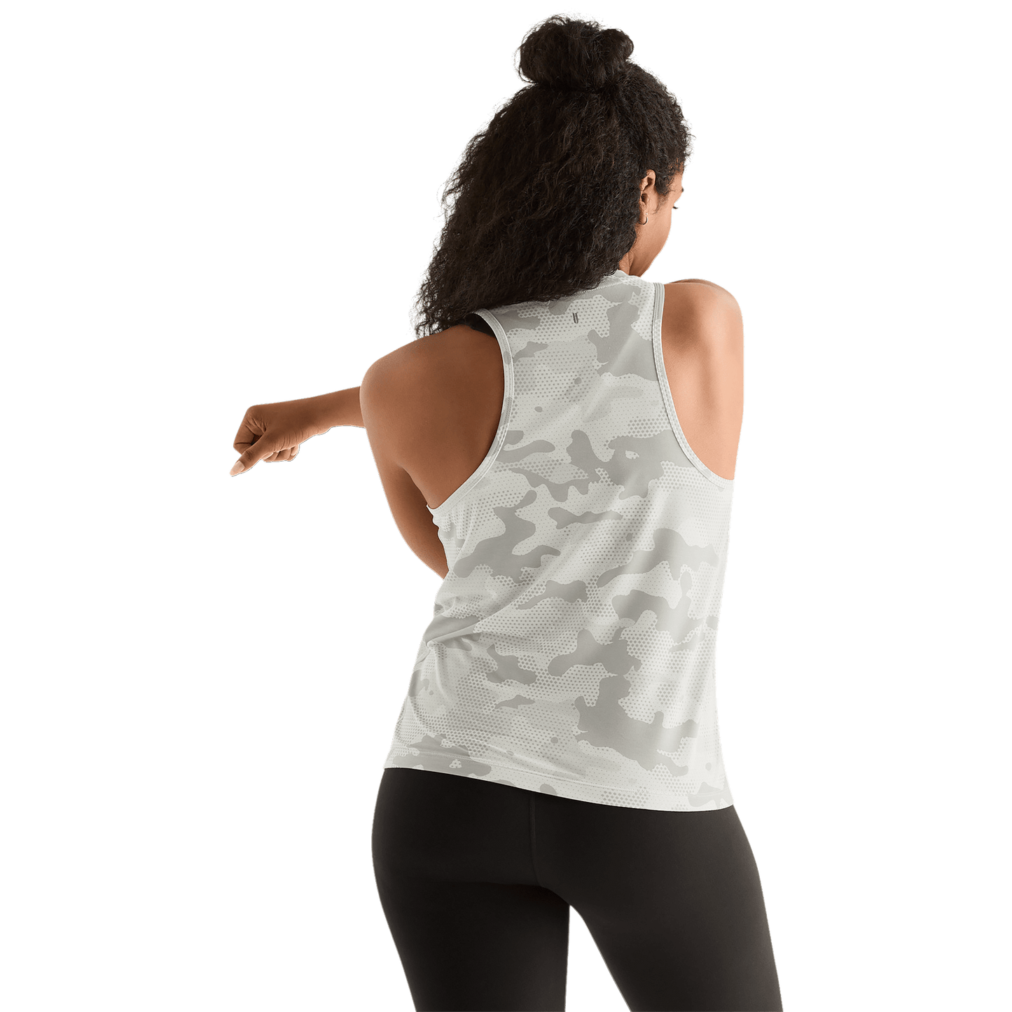 Light Grey Camo Women's High-Neck Tank Back Angle.