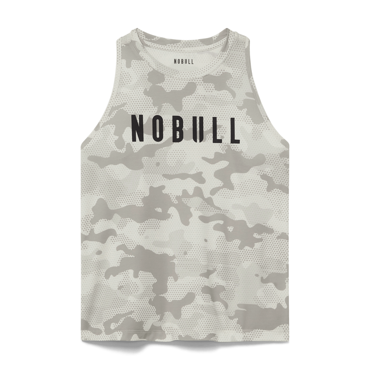 Light Grey Camo Women's High-Neck Tank Silhouette Angle.