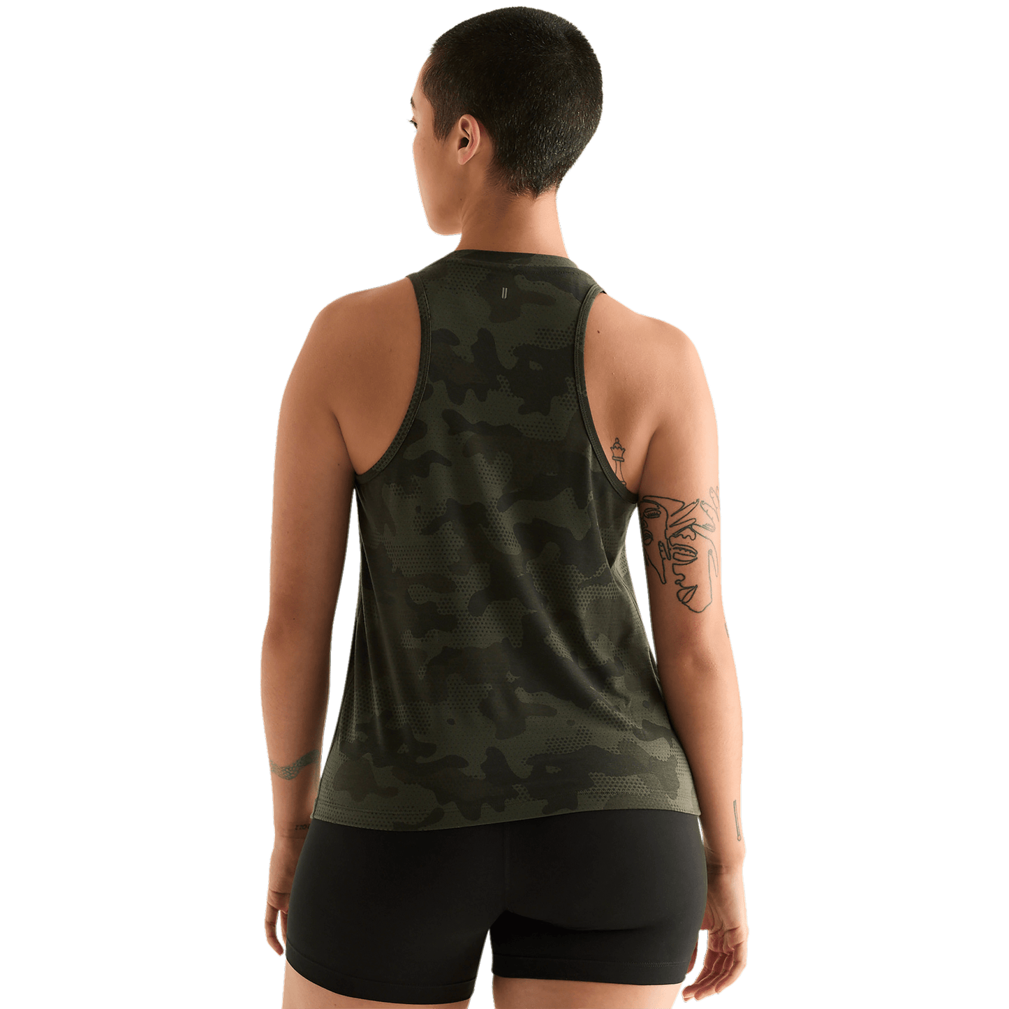 Dark Army Camo Women's High-Neck Tank Back Angle.
