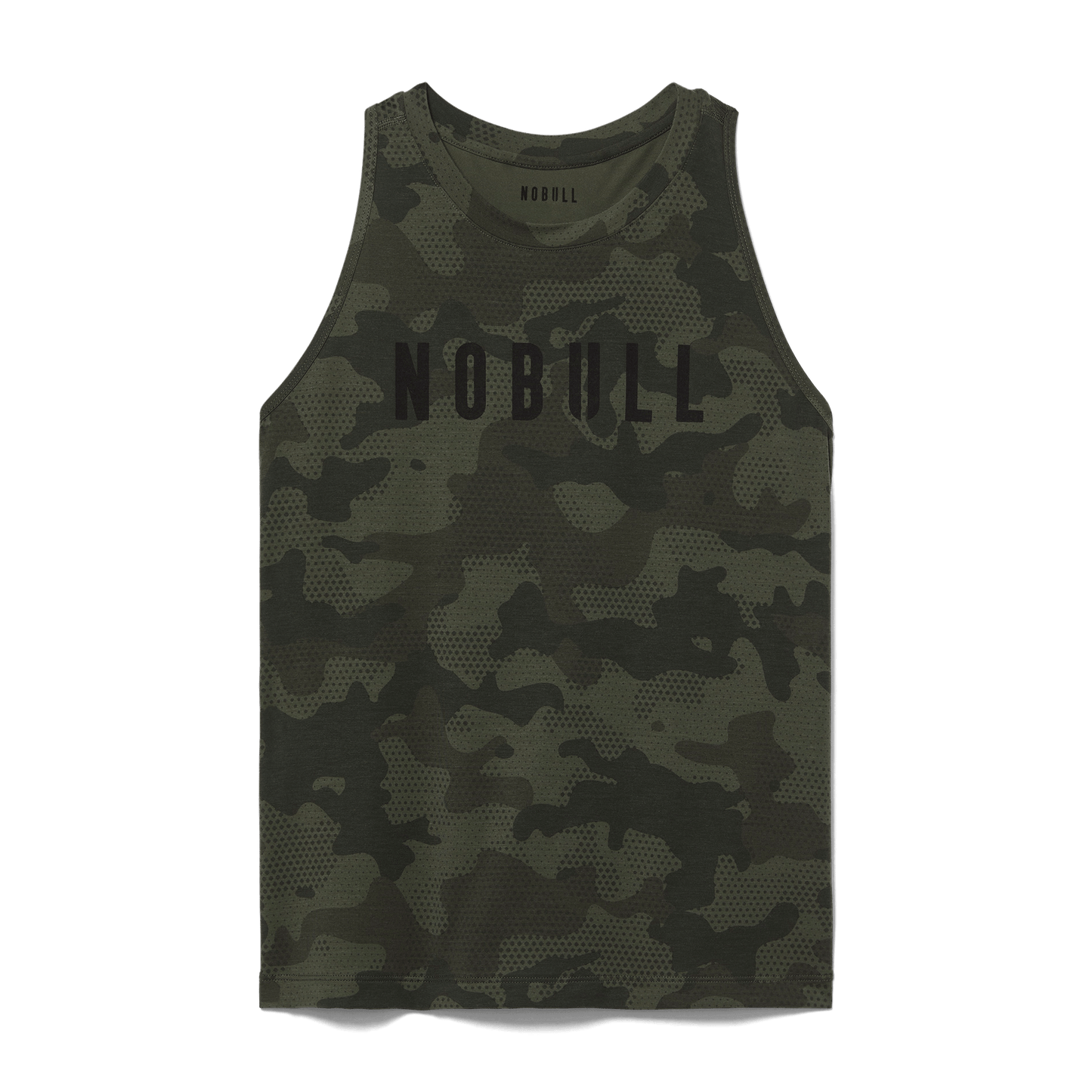 Dark Army Camo Women's High-Neck Tank Silhouette Angle.