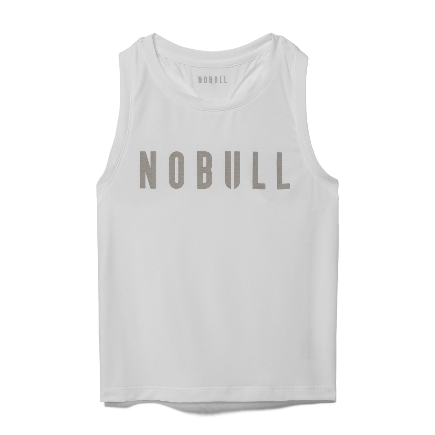 White Women's NOBULL Fitted Tank Silhouette Angle.