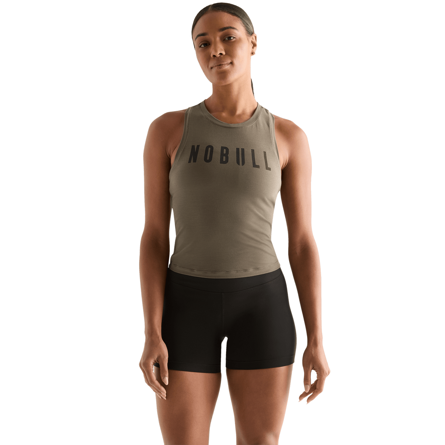 Dark Fallen Rock Women's NOBULL Fitted Tank Front Angle.