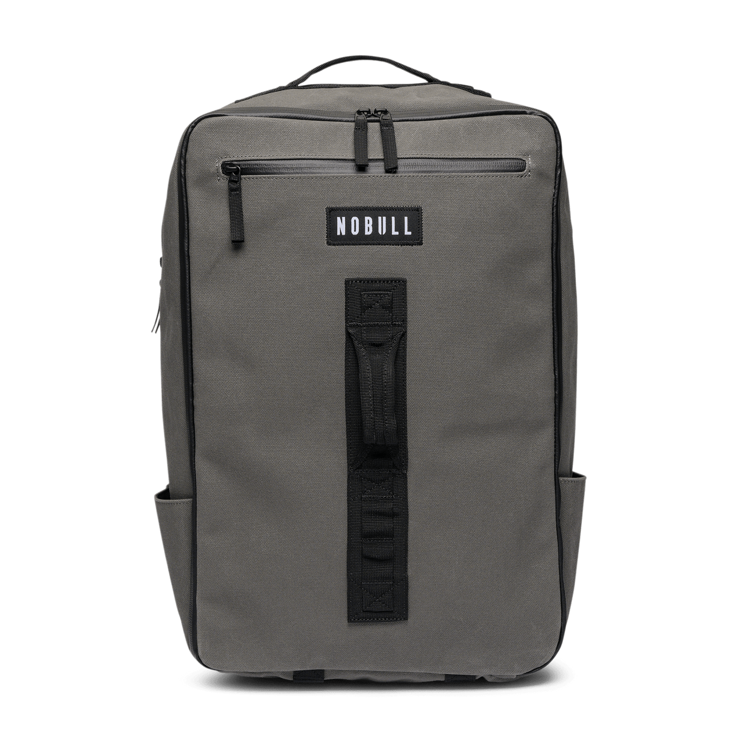 Waxed Grey Canvas Backpack Front Angle