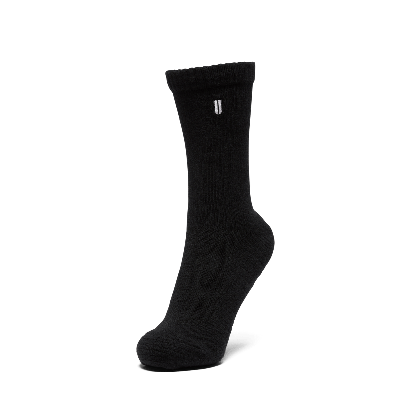 Black Crew Sock Front Silhouette Angle