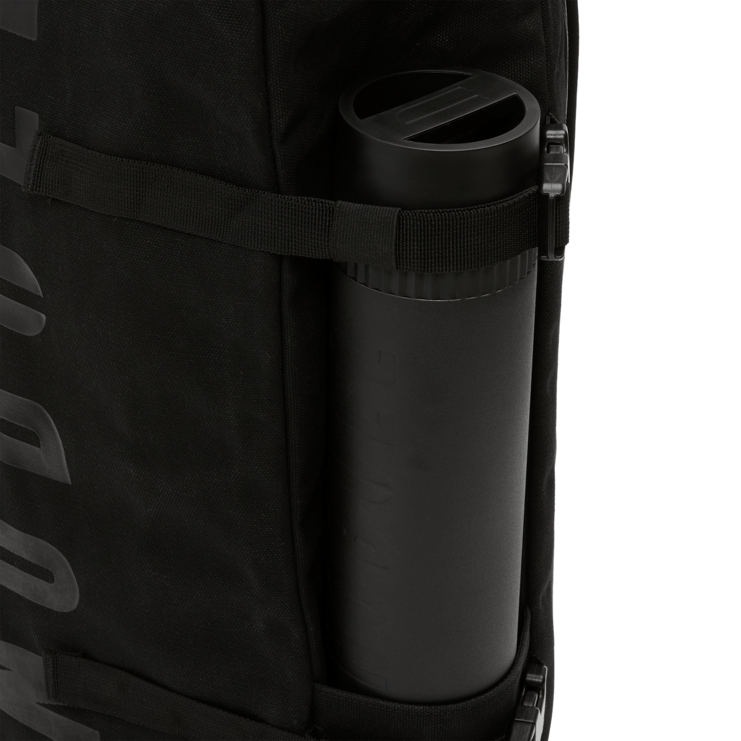 Black NOBULL Waxed Canvas Duffleback Water Bottle Sleeve Angle