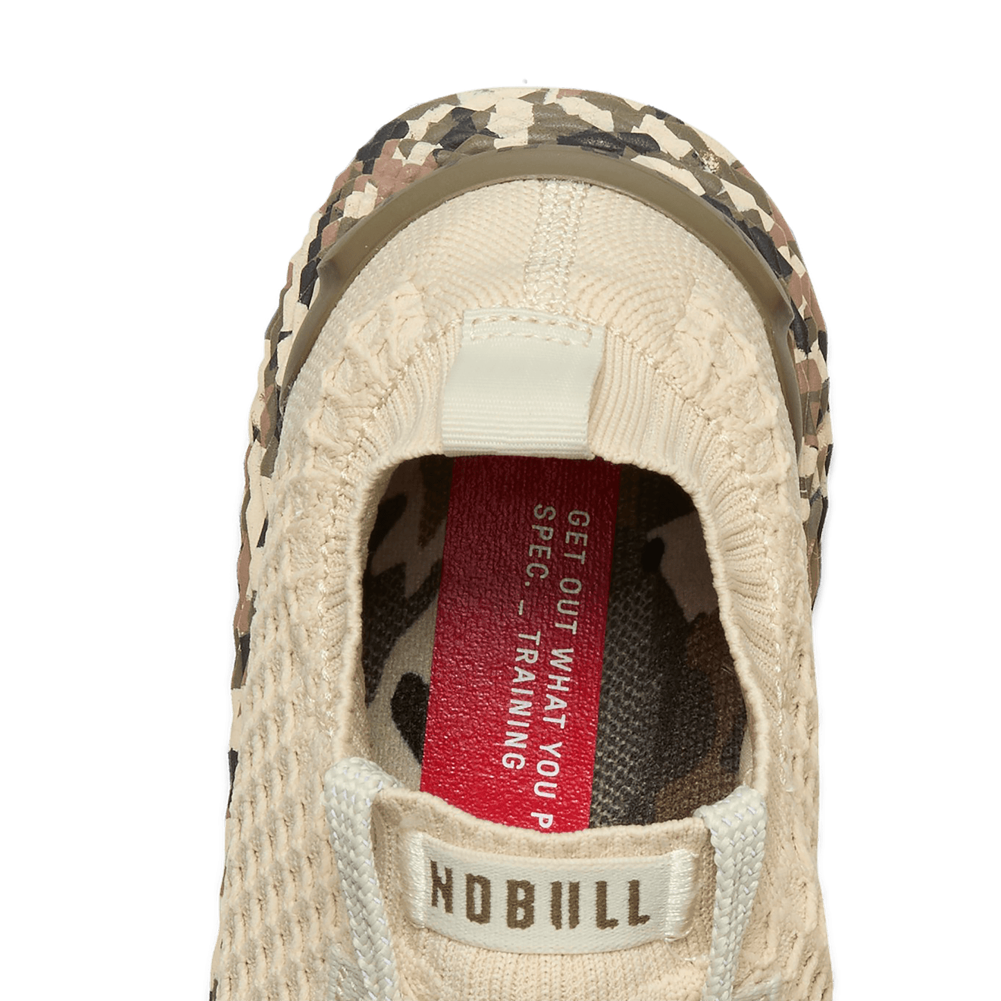 Beige Camo Allday Knit Shoes Detail Angle.