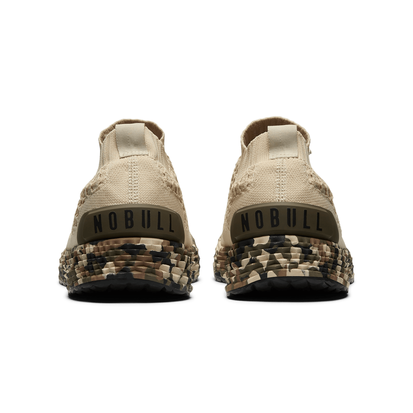 Beige Camo Allday Knit Shoes Back Angle.