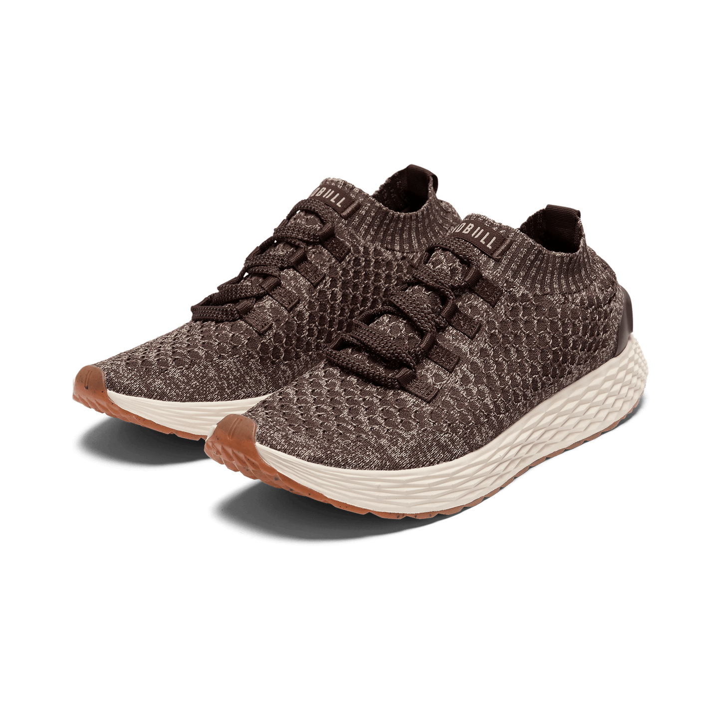 Brown Heather Allday Knit Shoes Front Side Angle.