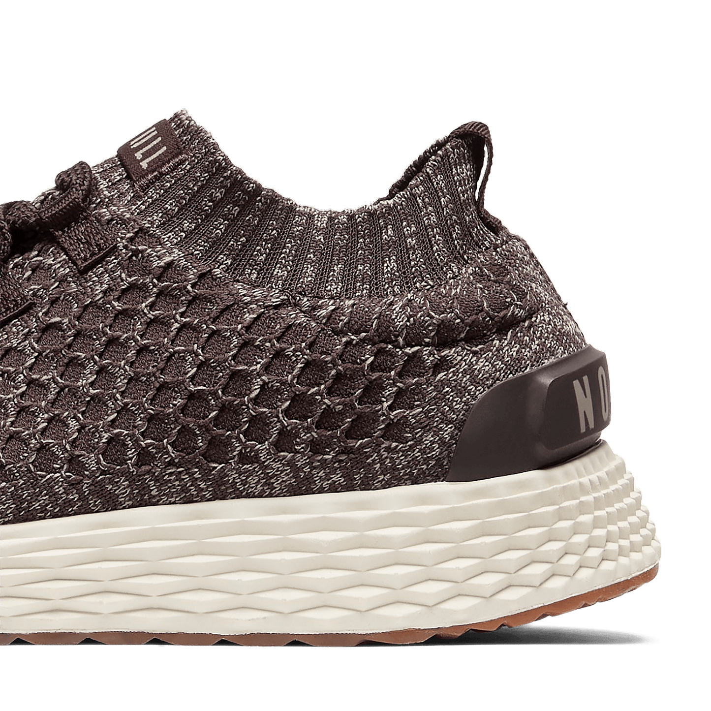 Brown Heather Allday Knit Shoes Detail Shot Angle.