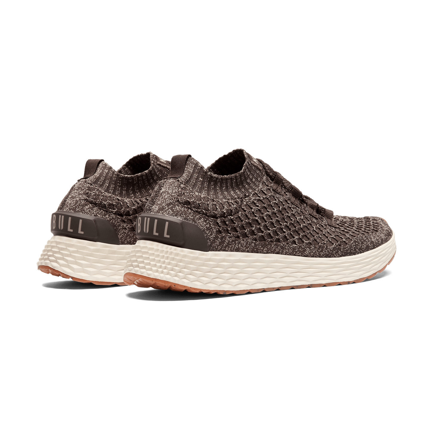 Brown Heather Allday Knit Shoes Back Side Angle.