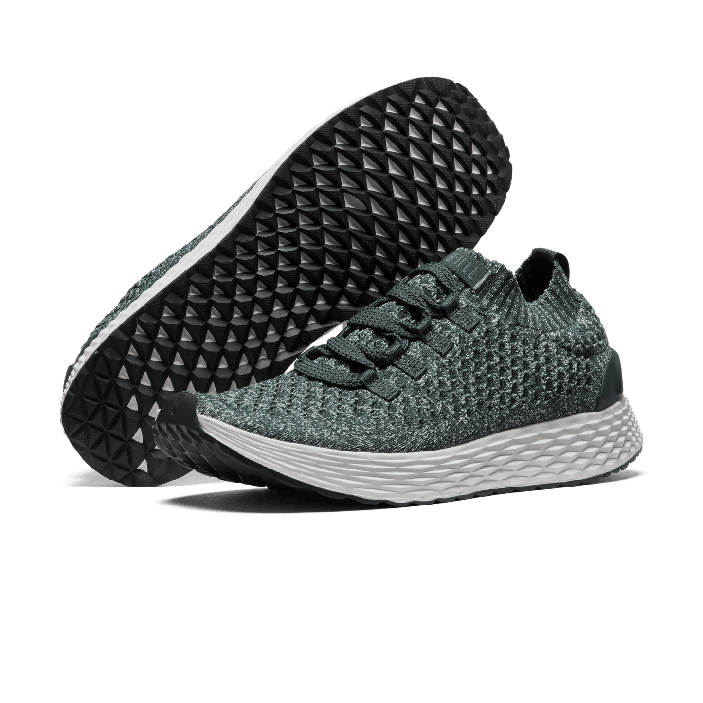 Green Heather Allday Knit Shoes Angled.