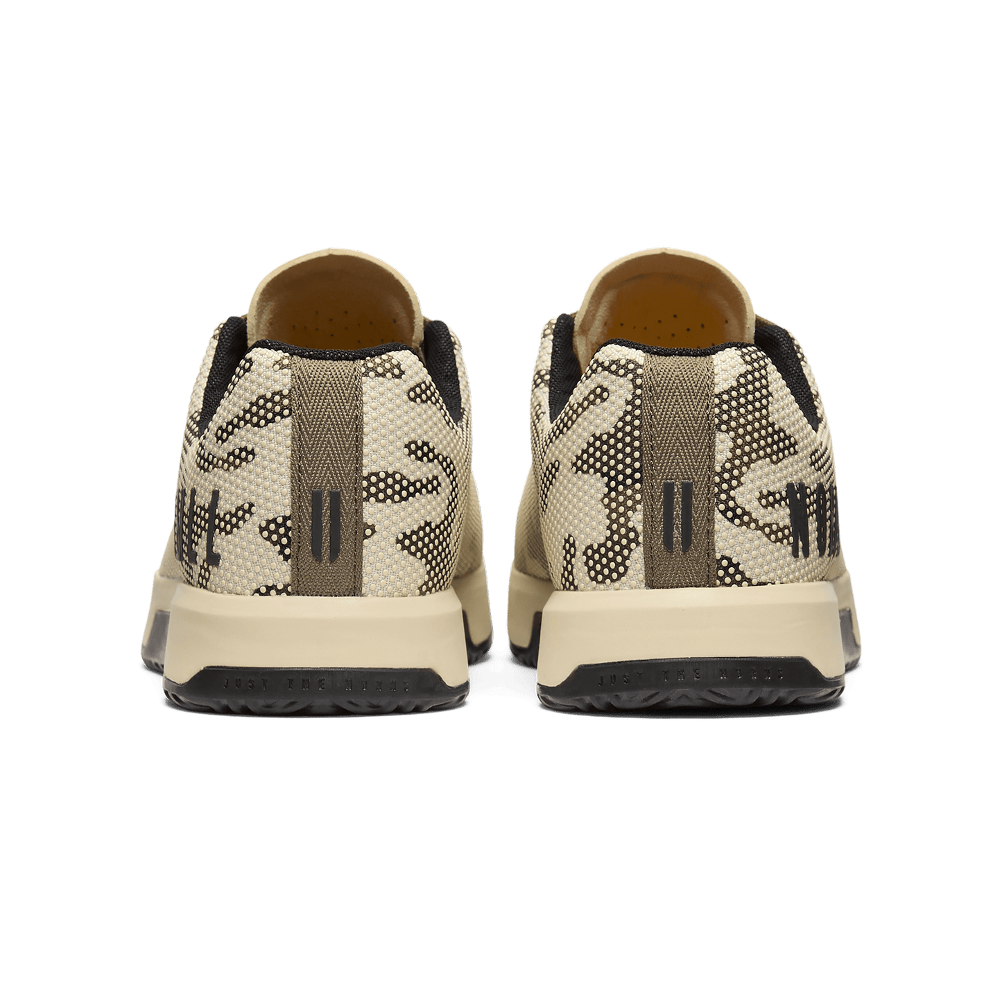 Beige Camo Outwork Edge Shoes Back Angle.