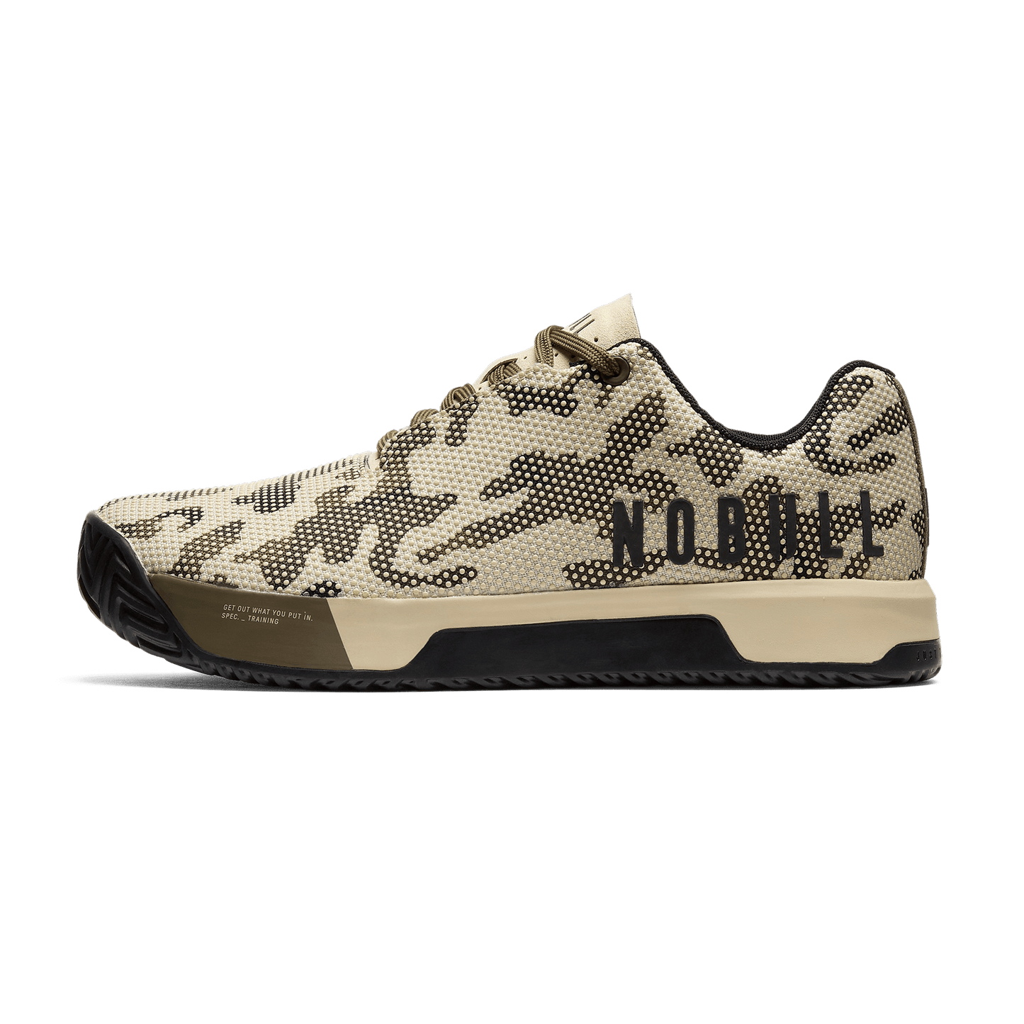 Beige Camo Outwork Edge Shoes Side Angle.