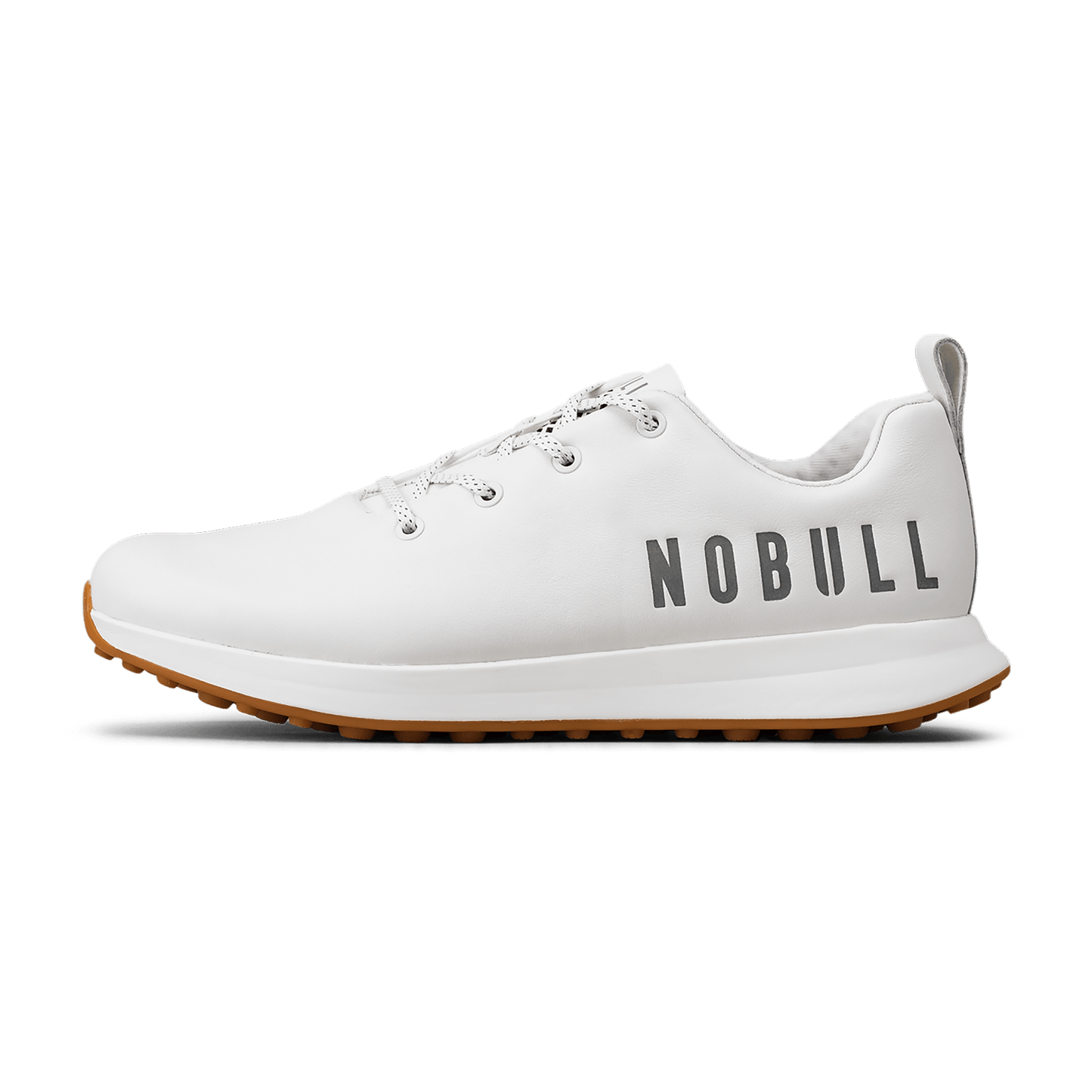 Men's White Leather Golf Shoes Side Angle