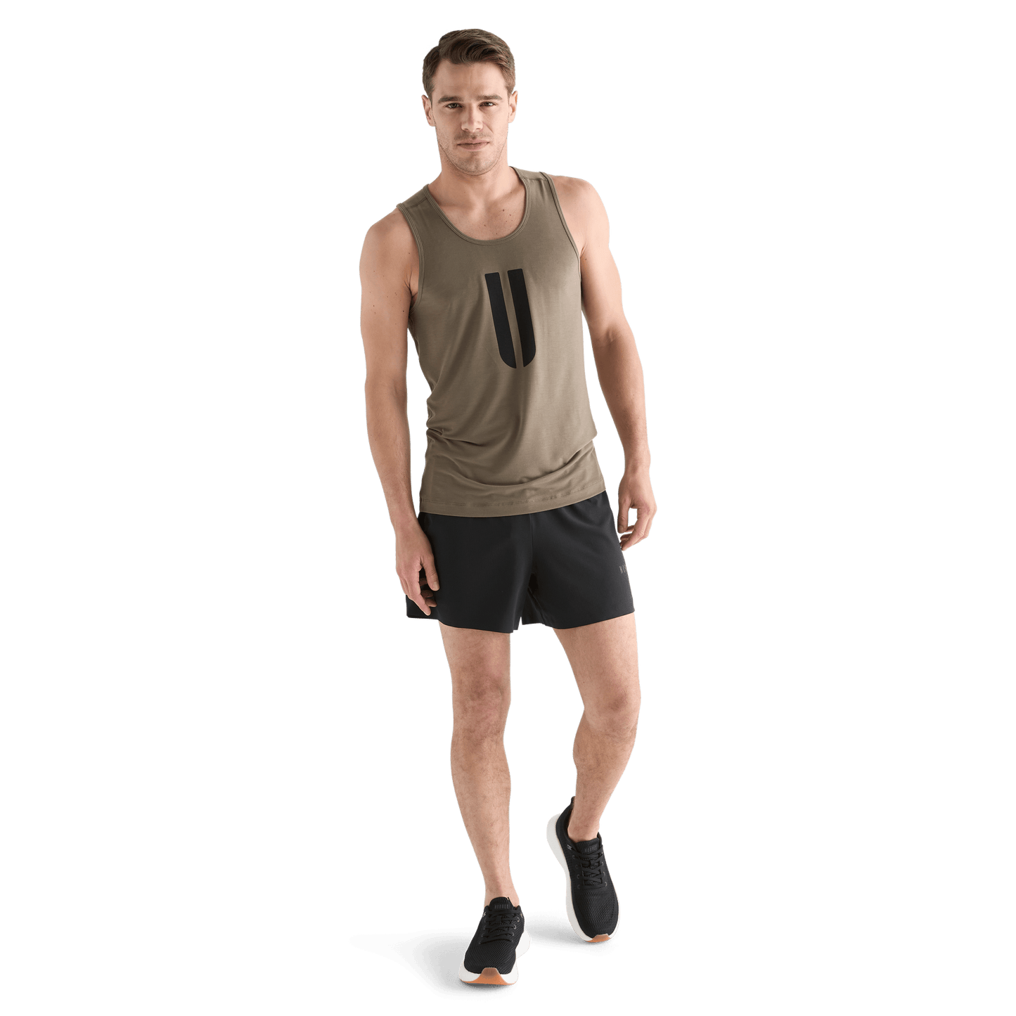 Men's Black Light Lined Short 5" Front Full Body Angle