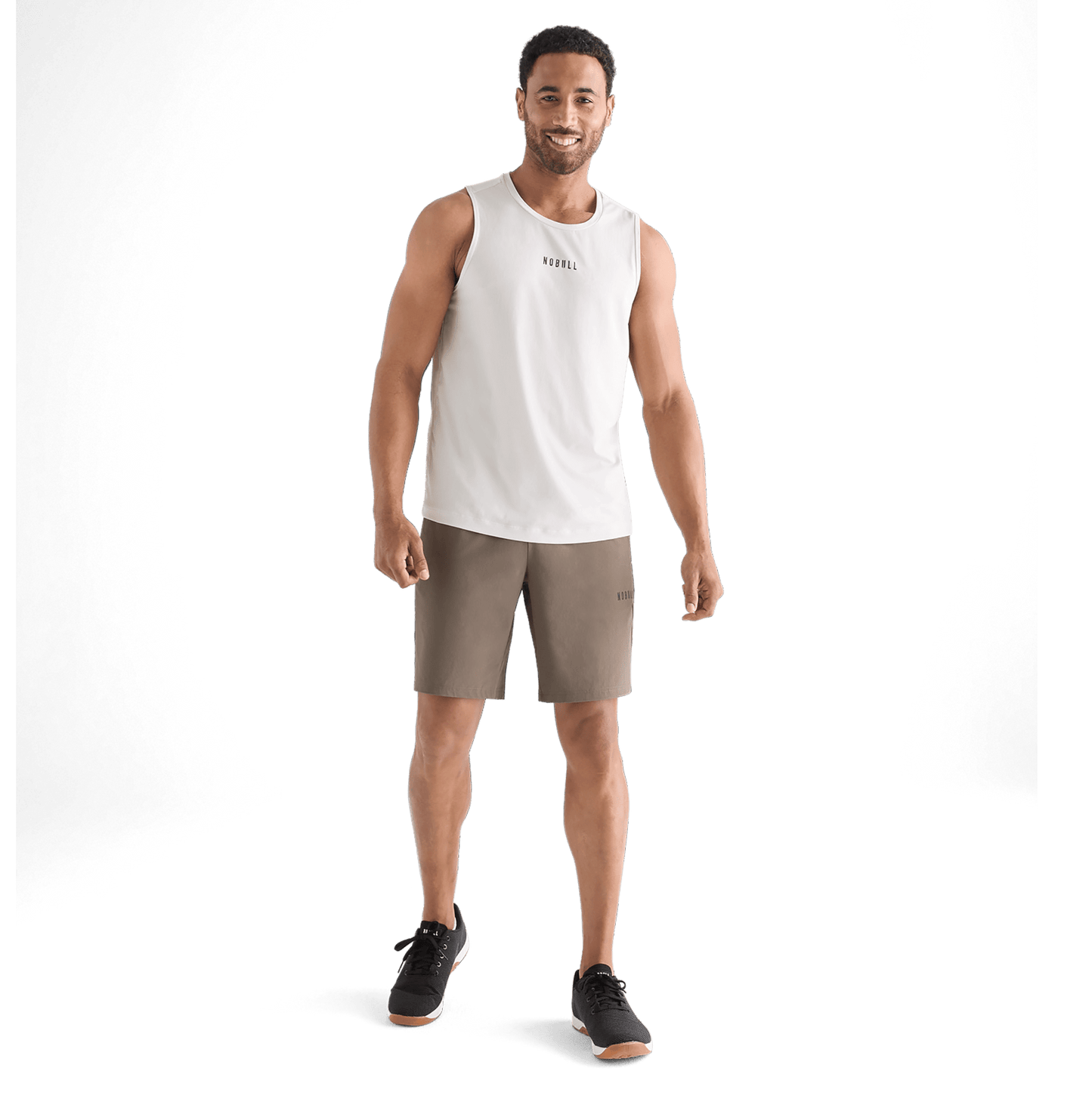 Men's Dark Fallen Rock Solid Stretch Short 9" Front Full Body Angle