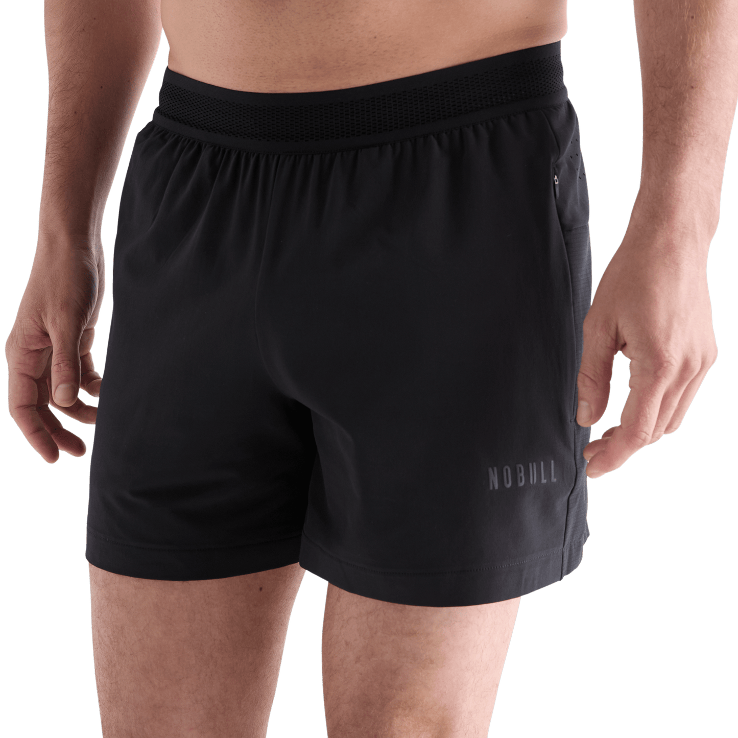 Men's Black Hybrid Short 5" Front Angle